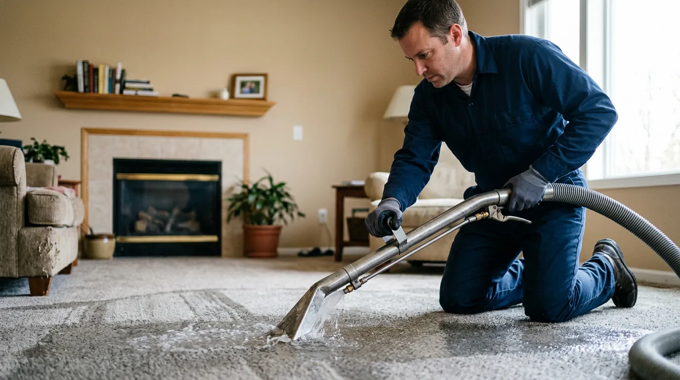 Water damage restoration technician working near Nedrow, NY